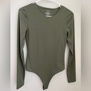 Nuuds long sleeve crew neck bodysuit dark olive
